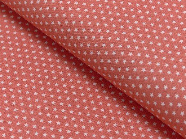 Baumwoll Druck Sterne Lachs/ Weiß 2,5 mm